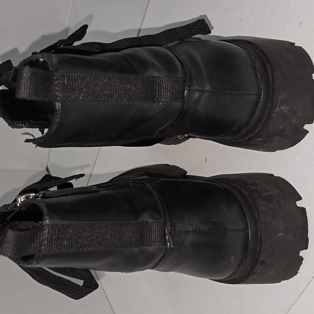 Schutz Kaile Black Leather Combat Boots Women 8 - Picture 2 of 15